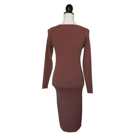 Aritzia Wilfred Gabrielle Ashy Rose Pink Off the Shoulder Midi Knit Dress Medium - Picture 2 of 8